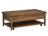 Magnussen Home Bay Creek Toasted Nutmeg Rectangular Cocktail Table With 2 Chairside End Table And Sofa Table