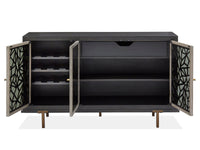 Magnussen Home Ryker Nocturn Black And Coventry Grey Rectangular Dining Table With 4 Host Chairs And Server
