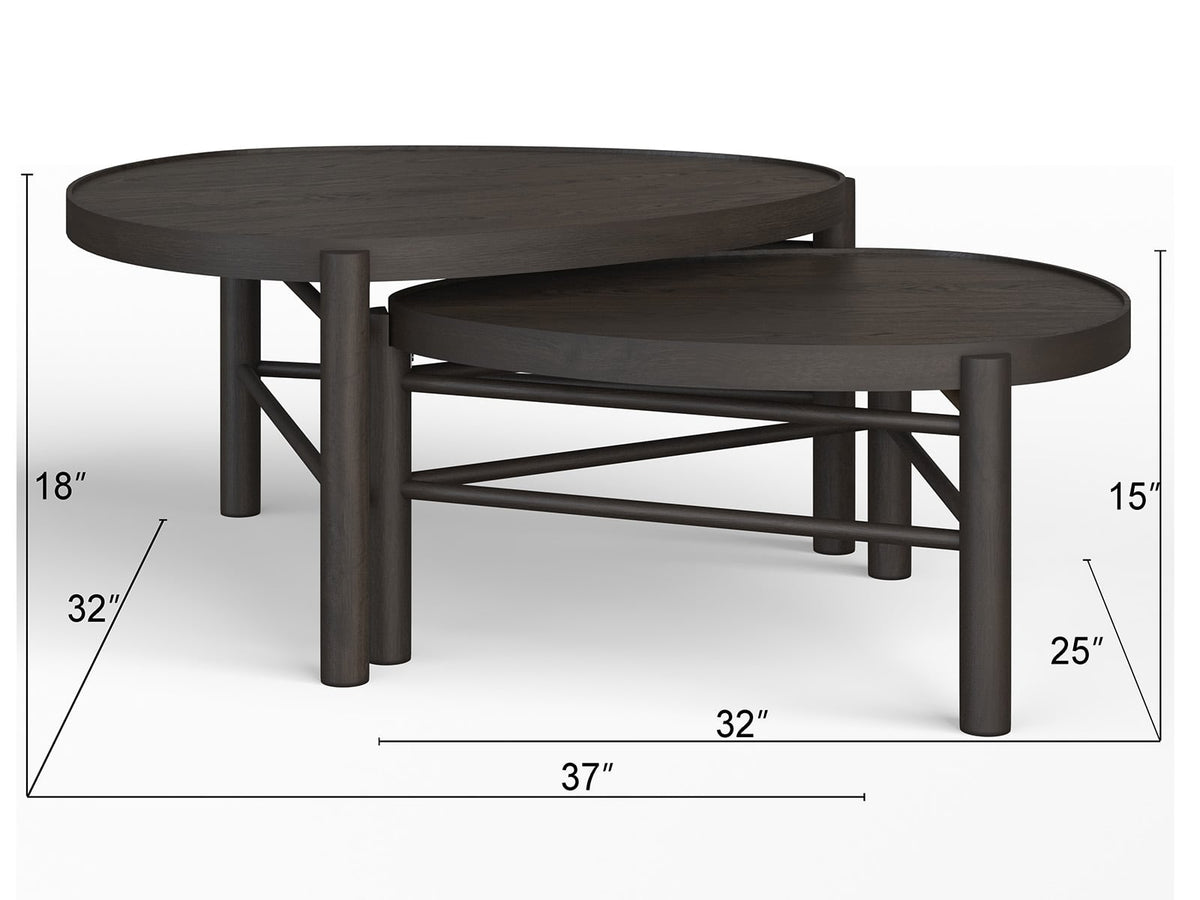 Magnussen Home Hadleigh Black Coffee Bean Shaped Nesting Cocktail Table With Accent End Table