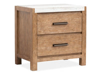 Magnussen Home Plum Creek Sierra Brown Queen Panel Bed 2 Nightstands And Drawer Dresser With Landscape Mirror