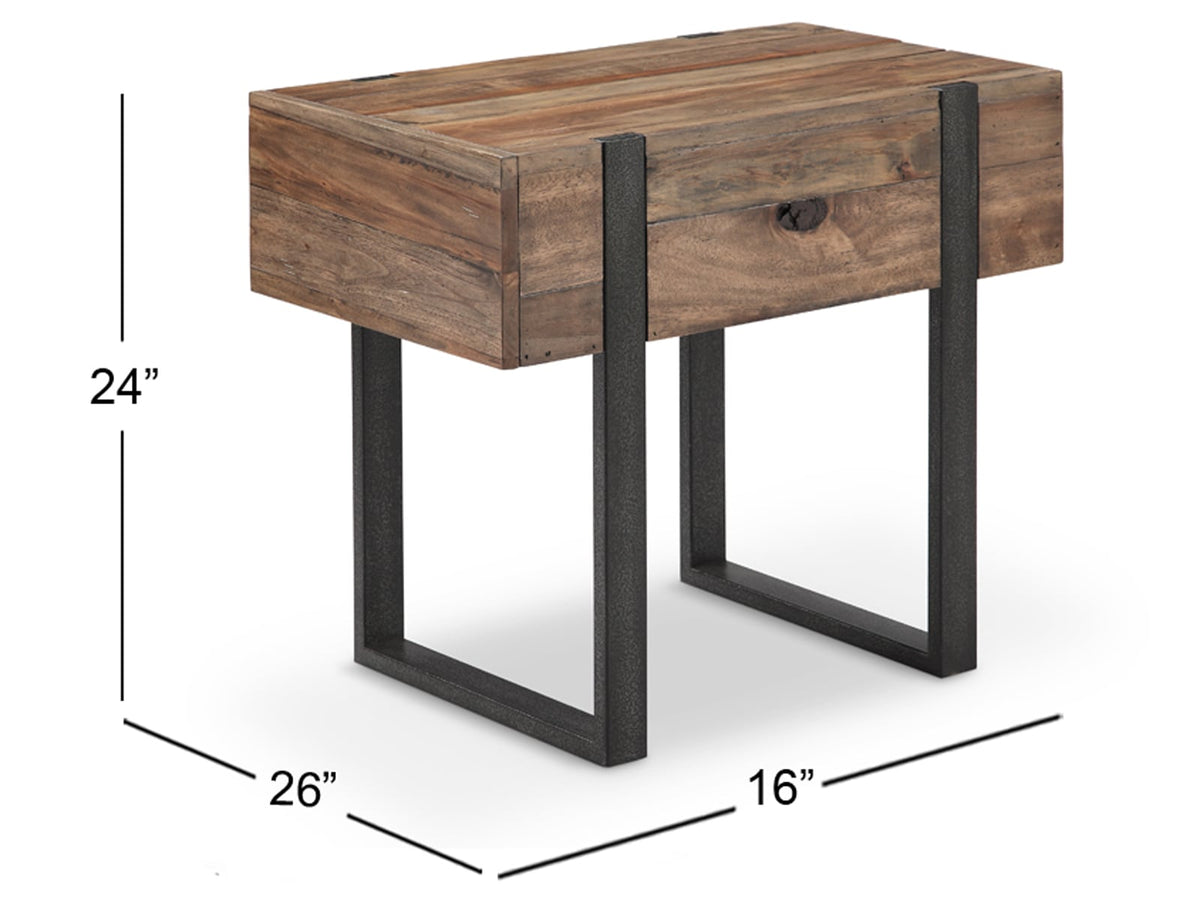 Magnussen Home Prescott Rustic Honey And Distressed Iron Rectangular Cocktail Table With 2 Chairside End Table
