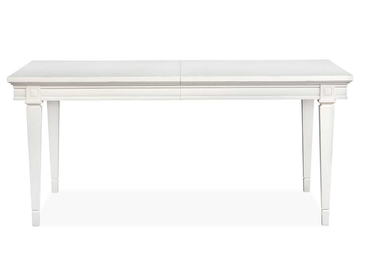 Magnussen Home Willowbrook Egg Shell White Extendable Rectangular Dining Table With 2 Upholstered Side Chairs Upholstered Bench And Buffet