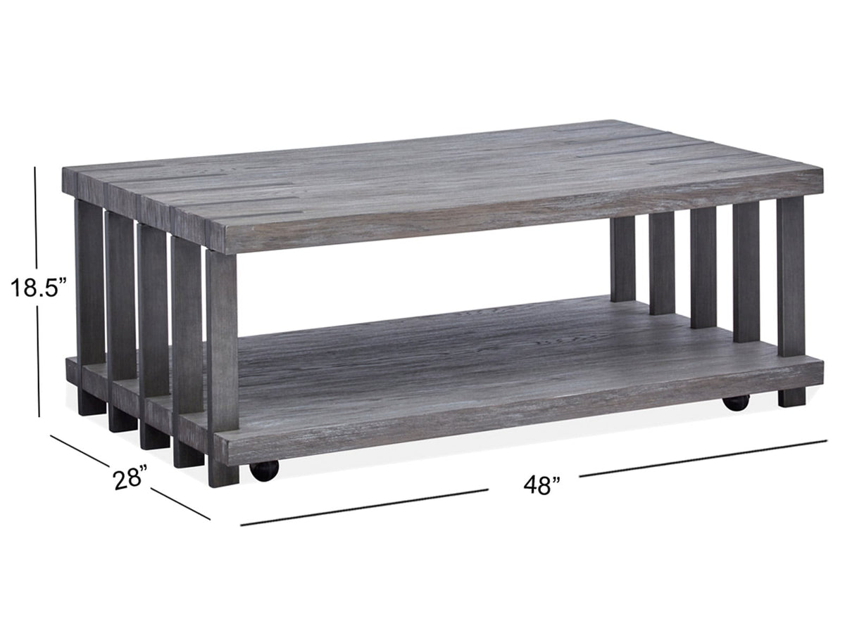 Magnussen Home Eldridge Weathered Gravel And Satin Bronze Rectangular Cocktail Table With End Table