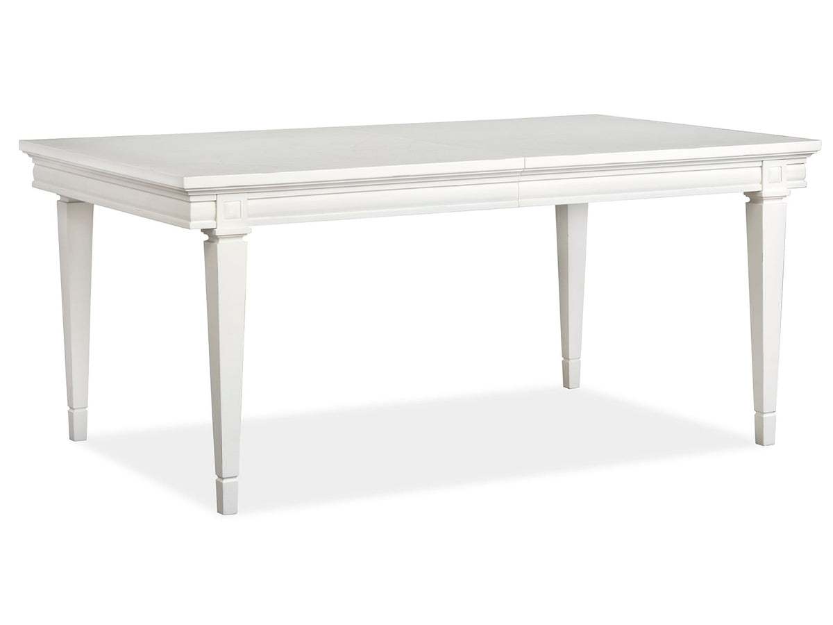 Magnussen Home Willowbrook Egg Shell White Extendable Rectangular Dining Table With 4 Upholstered Side Chairs