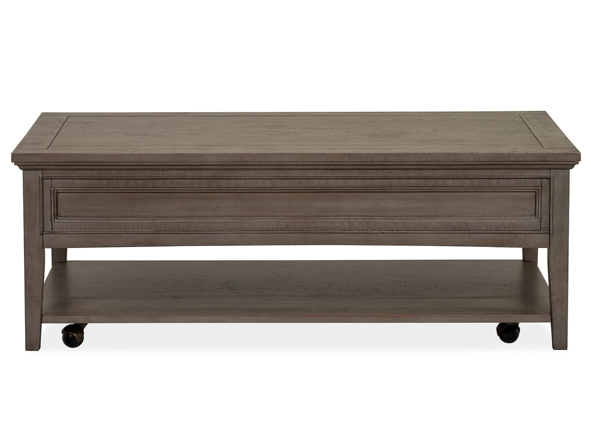 Magnussen Home Paxton Place Dovetail Grey Rectangular Caster Cocktail Table With 2 Chairside End Table