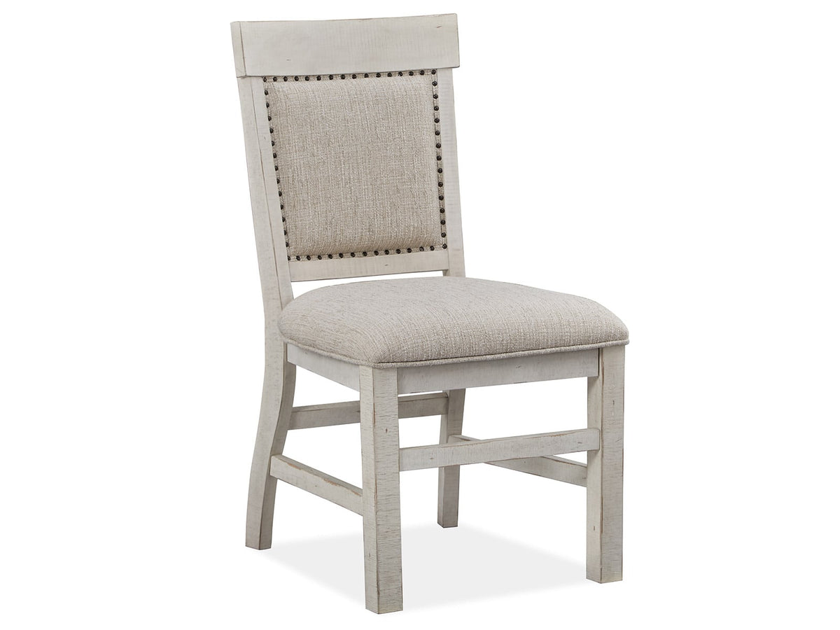 Magnussen Home Bronwyn Alabaster Extendable Rectangular Dining Table With 4 Upholstered Side Chairs And 2 Host Chairs