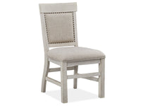 Magnussen Home Bronwyn Alabaster Extendable Rectangular Dining Table With 4 Upholstered Side Chairs 2 Host Chairs And Buffet
