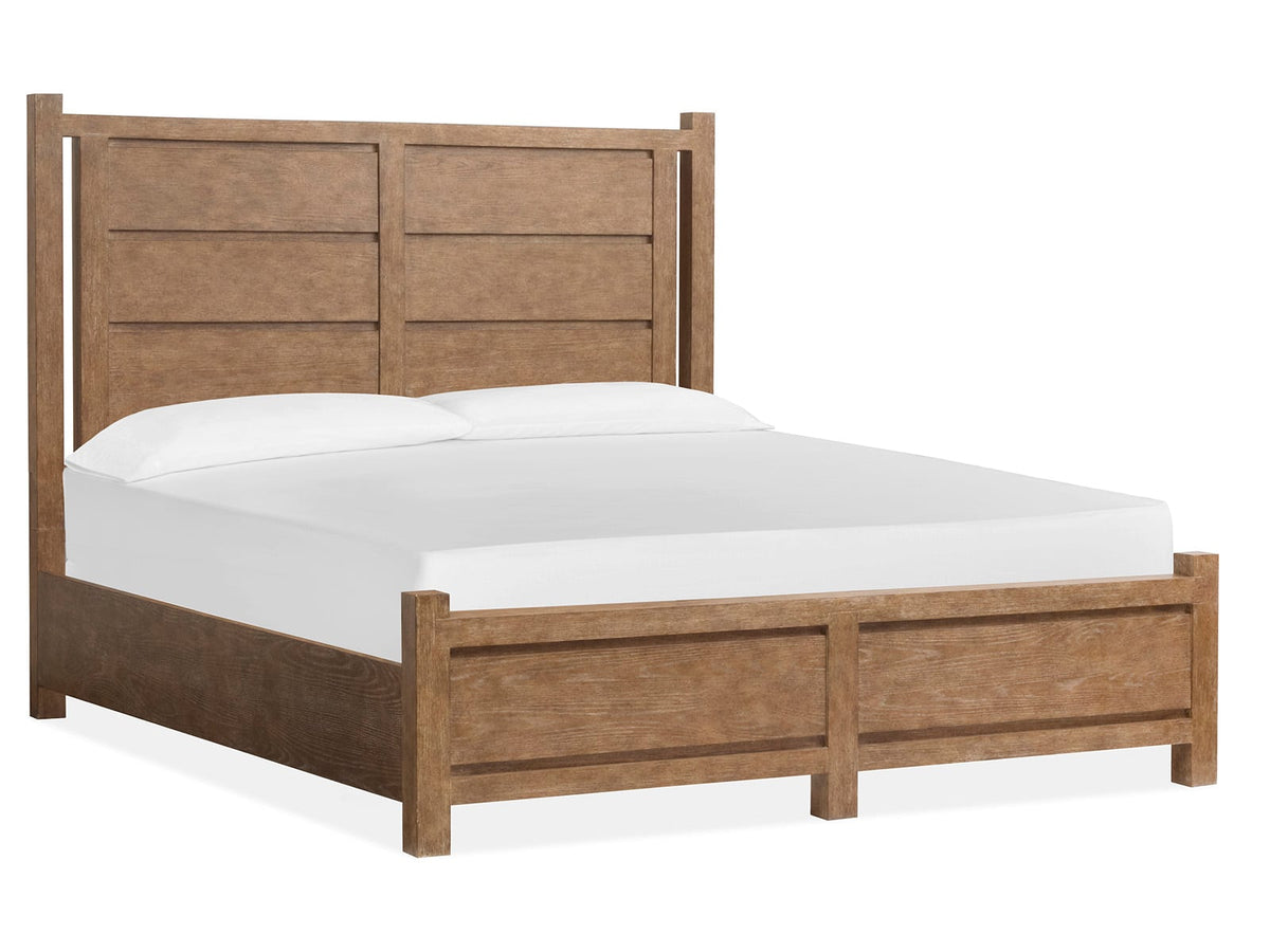 Magnussen Home Plum Creek Sierra Brown Queen Panel Bed 2 Nightstands And Drawer Dresser With Landscape Mirror