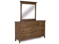 Magnussen Home Bay Creek Toasted Nutmeg King Panel Storage Bed 2 Small Nightstands Drawer Dresser With Landscape Mirror And Door Chest