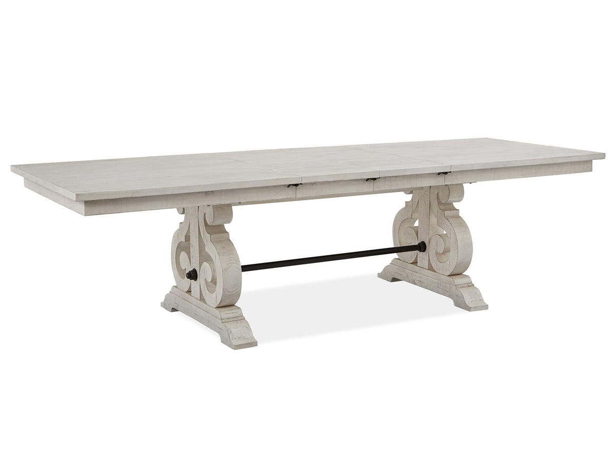 Magnussen Home Bronwyn Alabaster Extendable Rectangular Dining Table With 4 Upholstered Side Chairs 2 Host Chairs And Buffet
