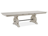 Magnussen Home Bronwyn Alabaster Extendable Rectangular Dining Table With 2 Benches 2 Upholstered Side Chairs Server And Dining Cabinet