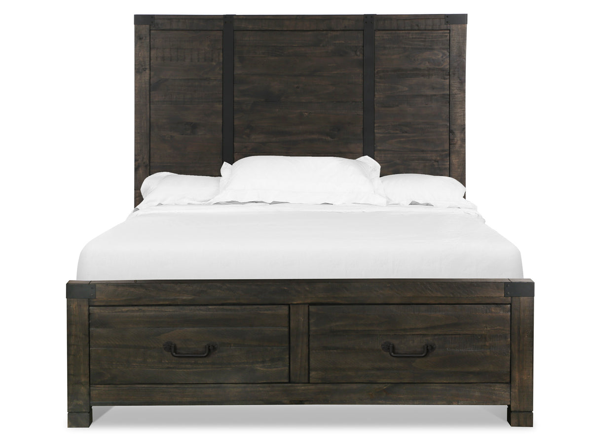 Magnussen Home Abington Weathered Charcoal Queen Panel Storage Bed