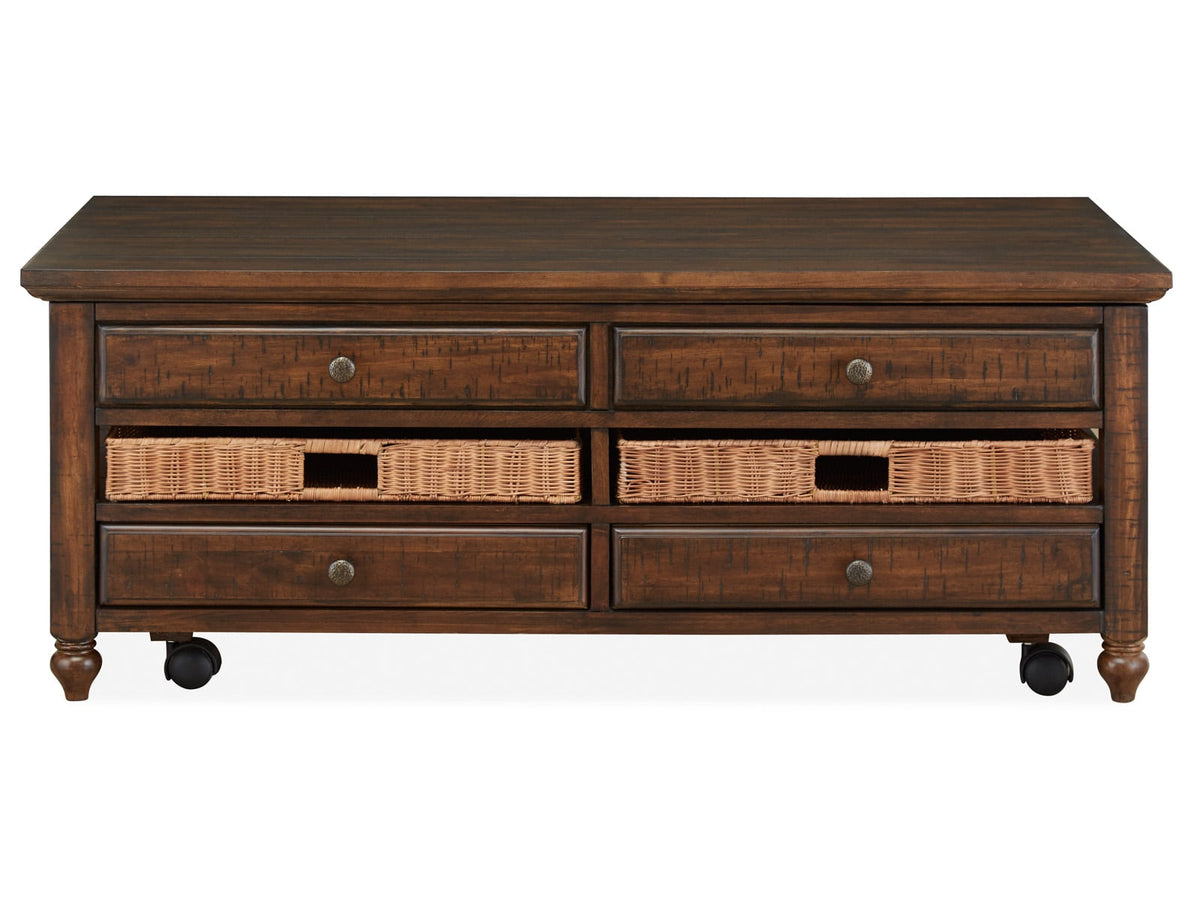 Magnussen Home Cottage Lane Coffee Rectangular Lift Top Cocktail Table With 2 End Table