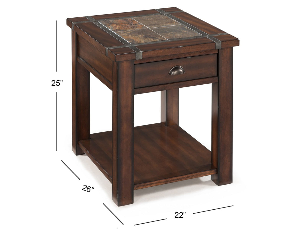Magnussen Home Roanoke Cherry And Slate Rectangular Lift Top Cocktail Table With 2 End Table And Sofa Table