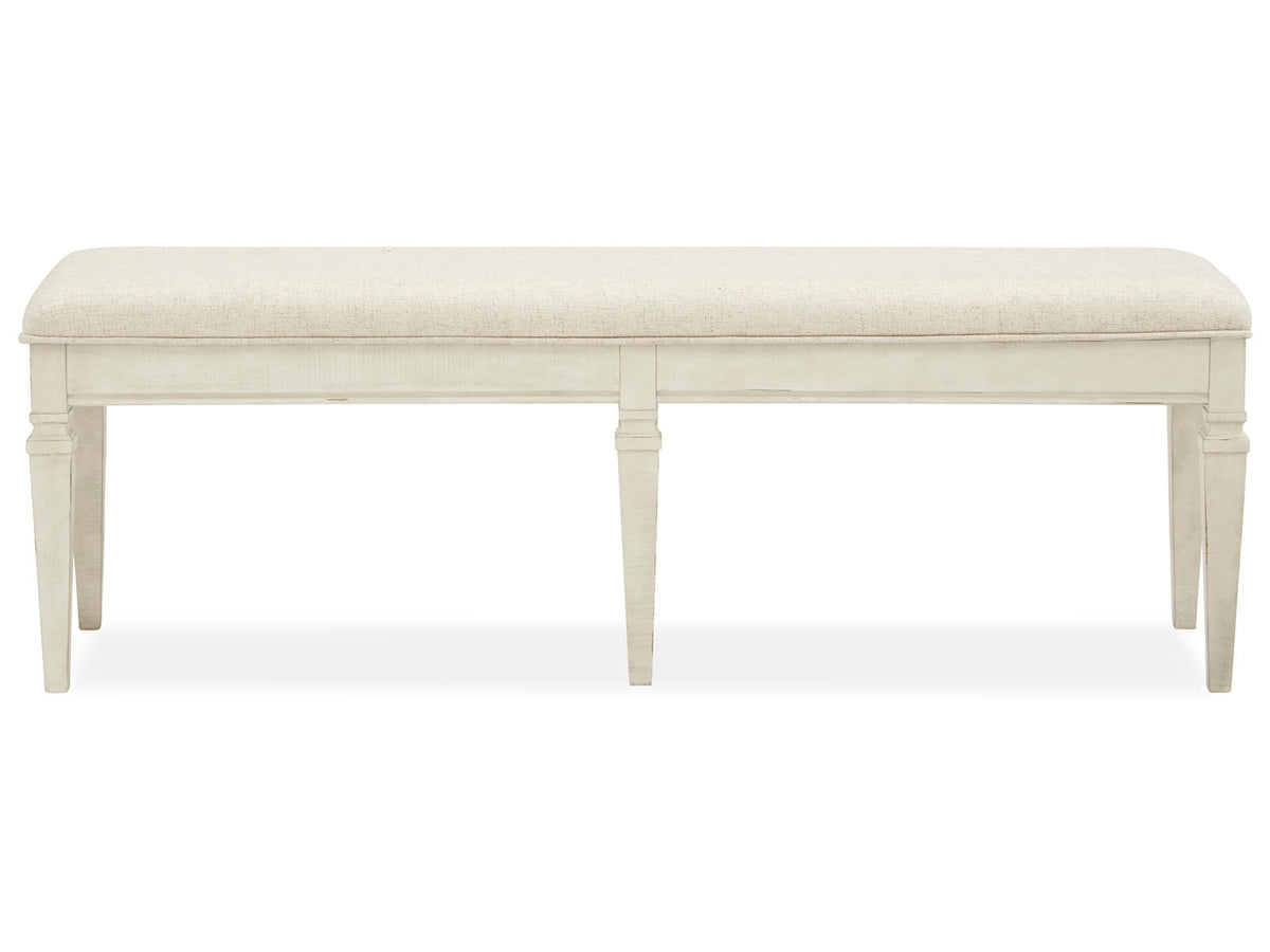 Magnussen Home Newport Alabaster Extendable Rectangular Dining Table With 2 Benches 2 Side Chairs Buffet And Dining Cabinet