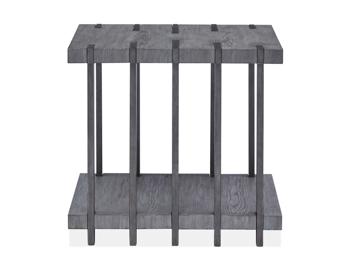 Magnussen Home Eldridge Weathered Gravel And Satin Bronze Rectangular End Table