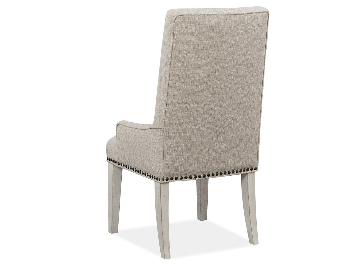 Magnussen Home Bronwyn Alabaster Extendable Rectangular Dining Table With 4 Upholstered Side Chairs 2 Host Chairs And Buffet
