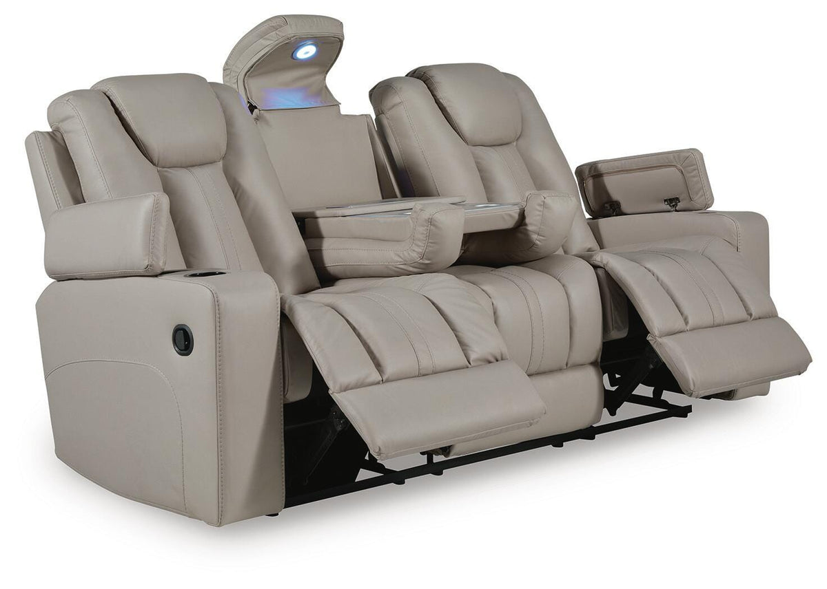 Elevate Edges Reclining Sofa with Drop Down Table