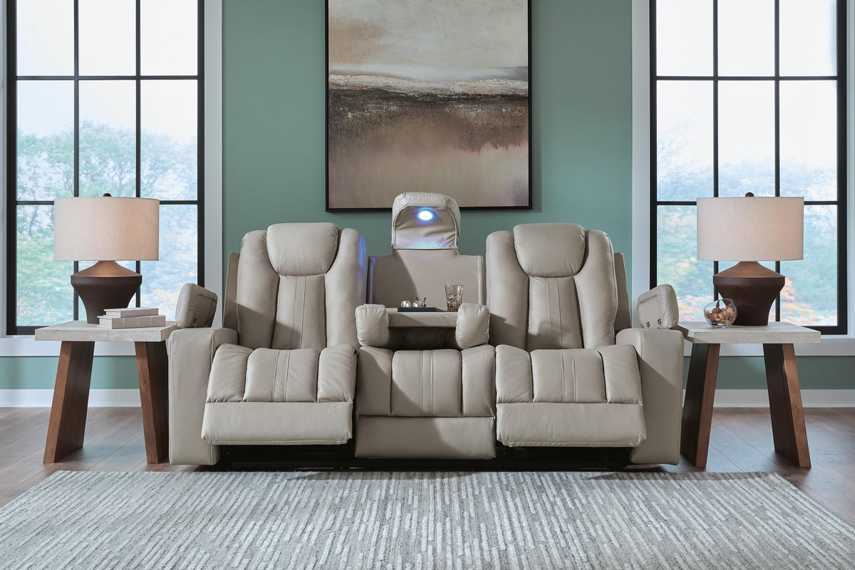 Elevate Edges Reclining Sofa with Drop Down Table