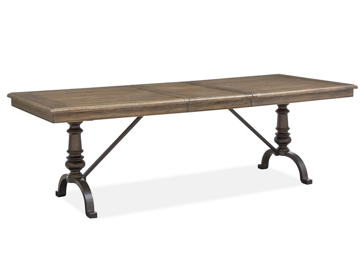 Magnussen Home Roxbury Manor Homestead Brown Extendable Rectangular Dining Table With 4 Arm Chairs