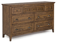 Magnussen Home Bay Creek Toasted Nutmeg King Panel Storage Bed 2 Small Nightstands Drawer Dresser With Landscape Mirror And Door Chest