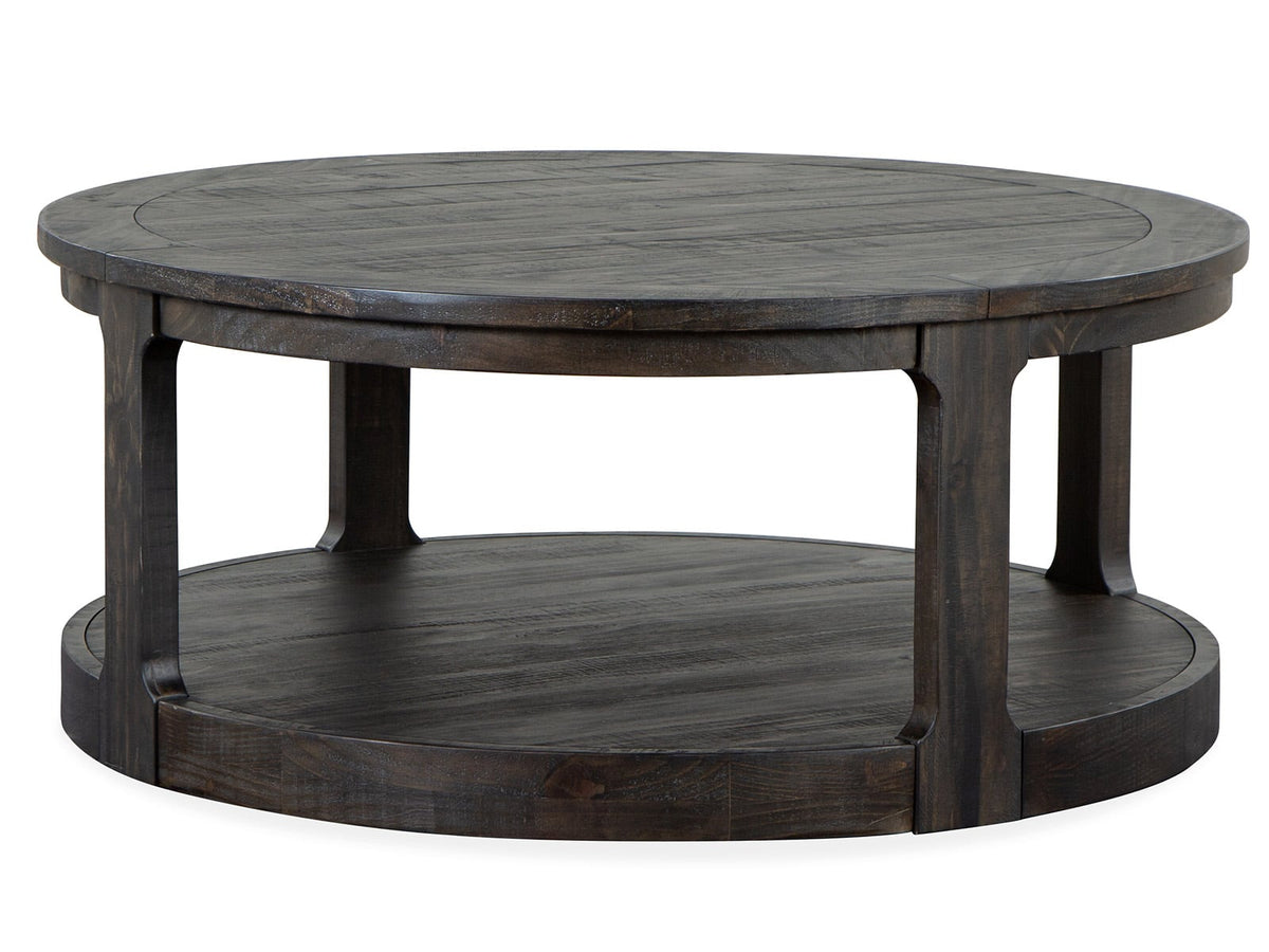 Magnussen Home Boswell Peppercorn Round Cocktail Table With 2 Nesting End Table