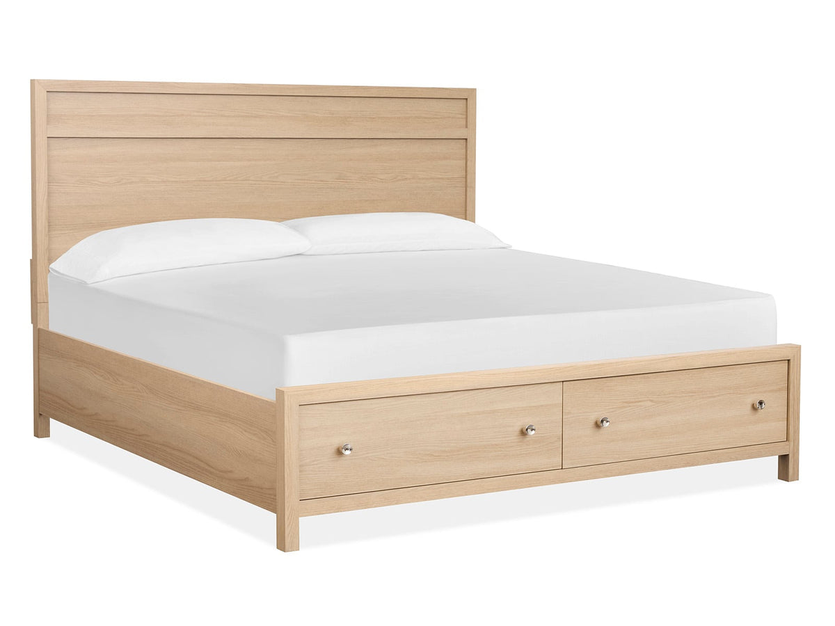 Magnussen Home Merrifield Sandstone Beige King Panel Storage Bed With Nightstand