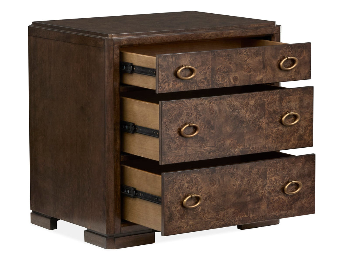 Magnussen Home Rowan Espresso King Upholstered Panel Bed With Nightstand