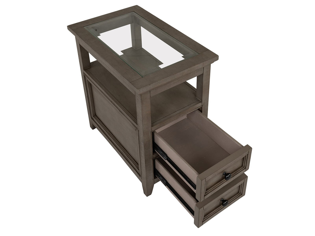 Magnussen Home Paxton Place Dovetail Grey Rectangular Caster Cocktail Table With Chairside End Table