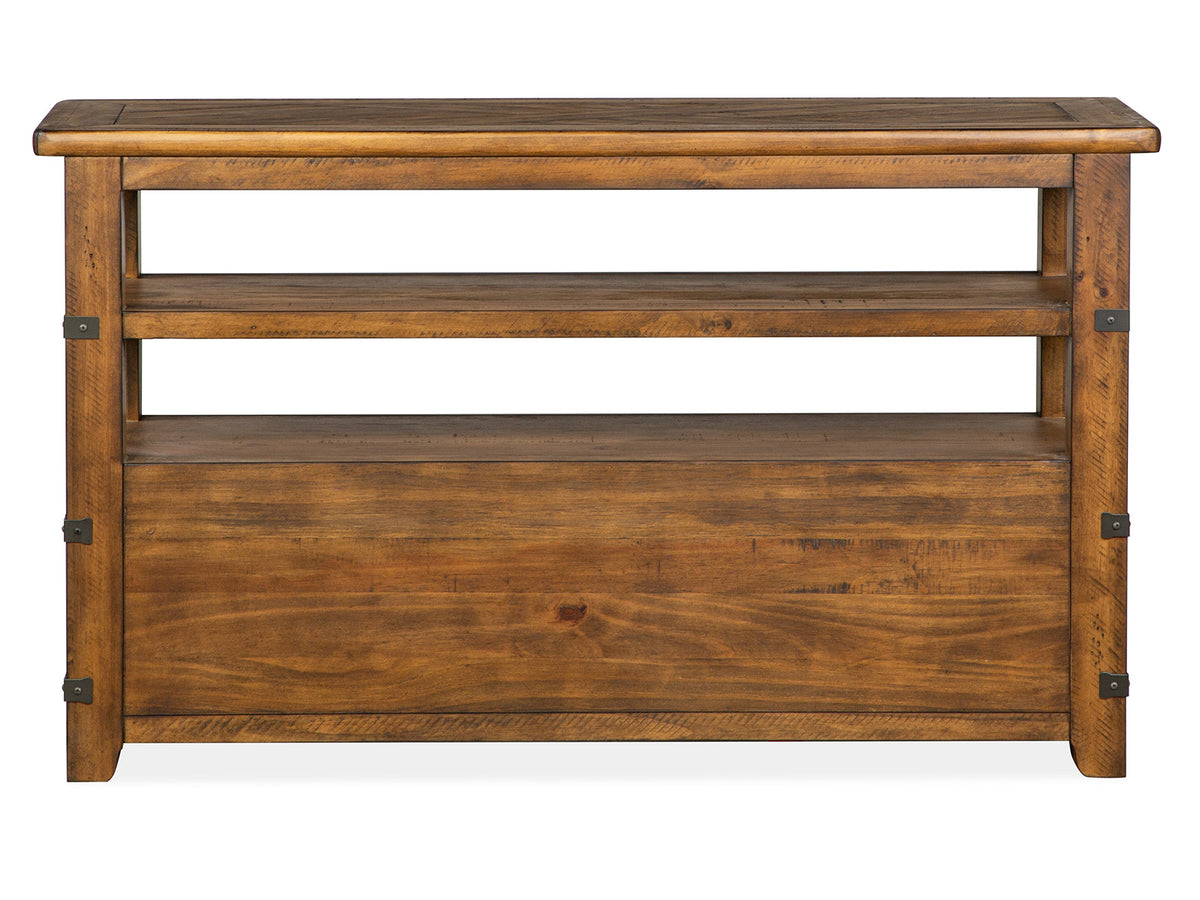 Magnussen Home Chesterfield Farmhouse Timber Rectangular Sofa Table