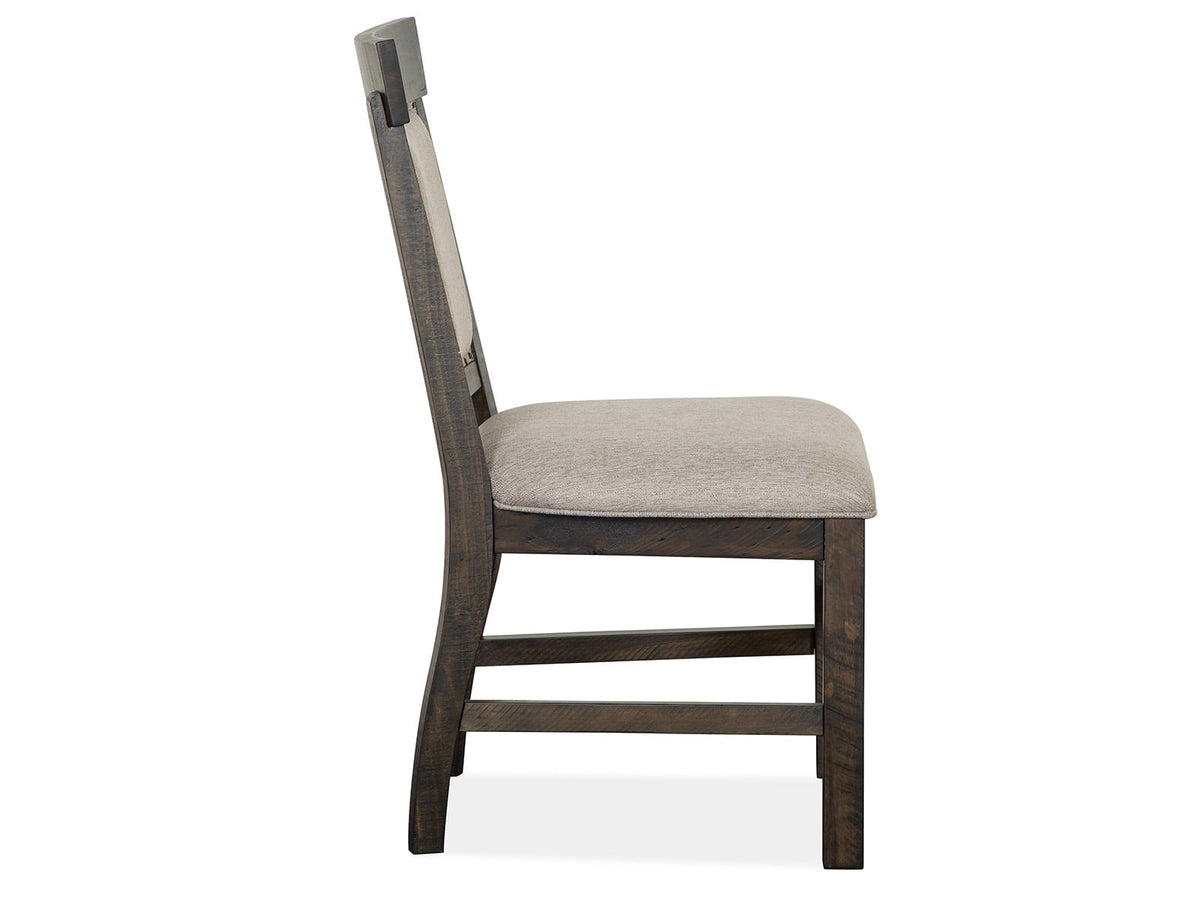 Magnussen Home Bellamy Peppercorn Extendable Rectangular Dining Table 2 Benches And 2 Upholstered Chairs