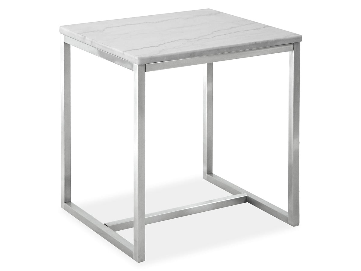 Magnussen Home Esme White Marble And Brushed Nickel Round Cocktail Table With 2 Rectangular End Table And Sofa Table