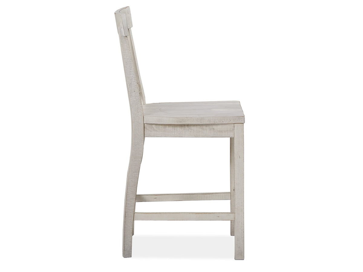 Magnussen Home Bronwyn Alabaster Extendable Rectangular Counter Height Dining Table With 4 Counter Chairs Server And Dining Cabinet
