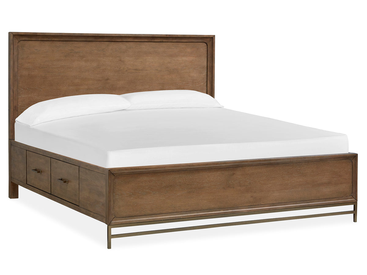 Magnussen Home Lindon Belgian Wheat And Coffee Bean Queen Panel Storage Bed