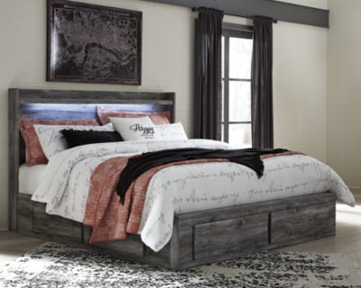 Baystorm King Panel Bed with Storage, Dresser, Mirror and 2 Nightstands