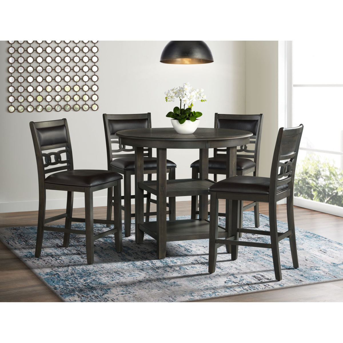 Amherst Counter Side Chair W/PU Cushion Grey Finish (2 Per Pack)