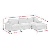 Arizona Modular 3PC Sectional Set with RHF Chaise in Steno Beige