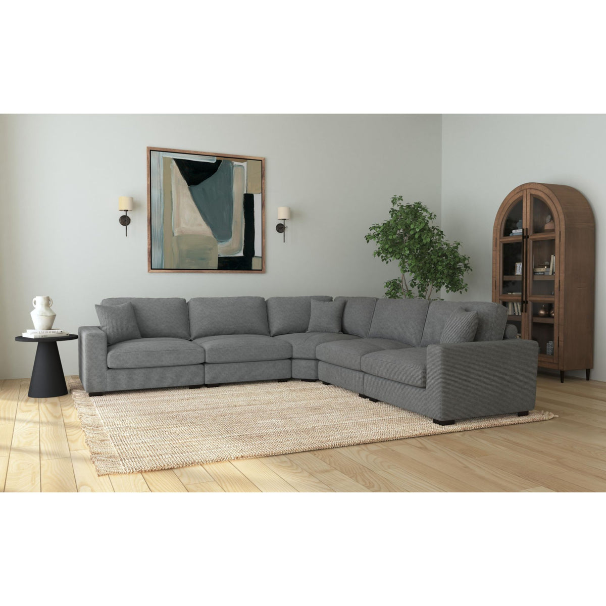 Arizona Modular Wedge with 1 pillow 20"" in Steno Charcoal