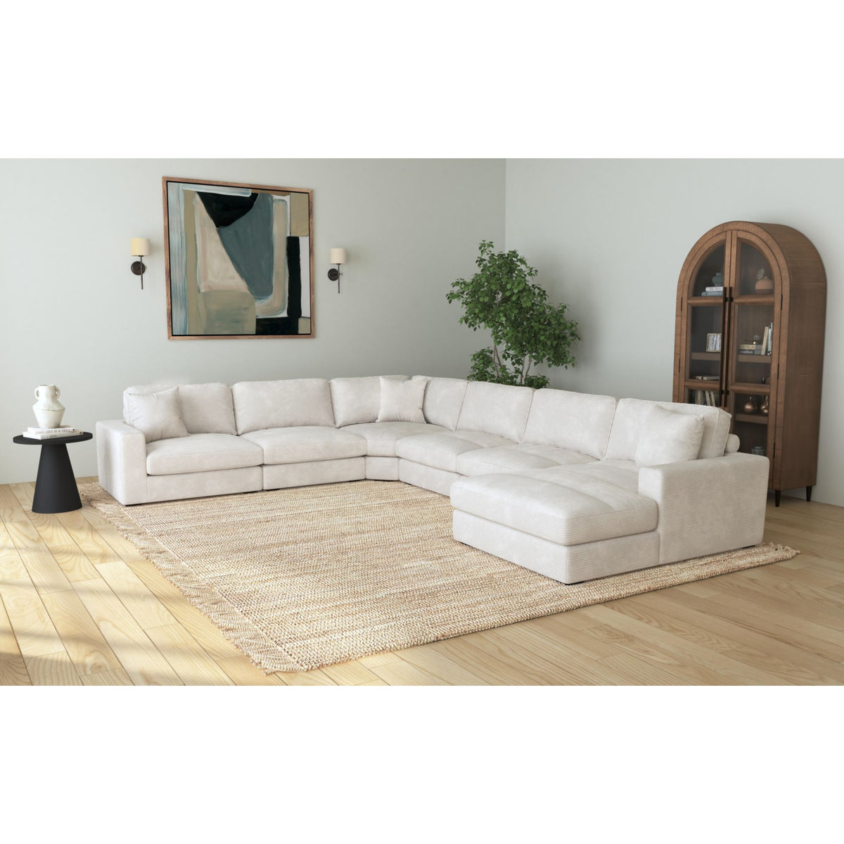 Arizona Modular RHF Chaise with 1 pillow 20"" in Steno Beige