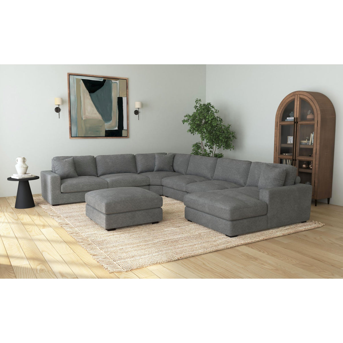 Arizona Modular Wedge with 1 pillow 20"" in Steno Charcoal