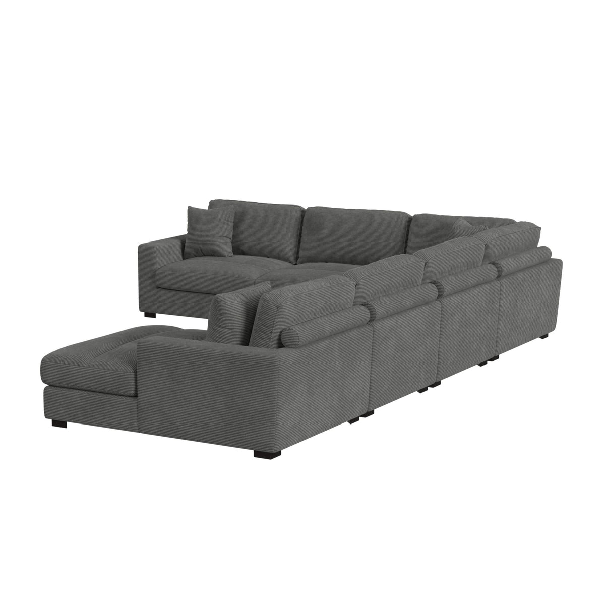 Arizona Modular 6PC Sectional Set with RHF Chaise in Steno Charcoal