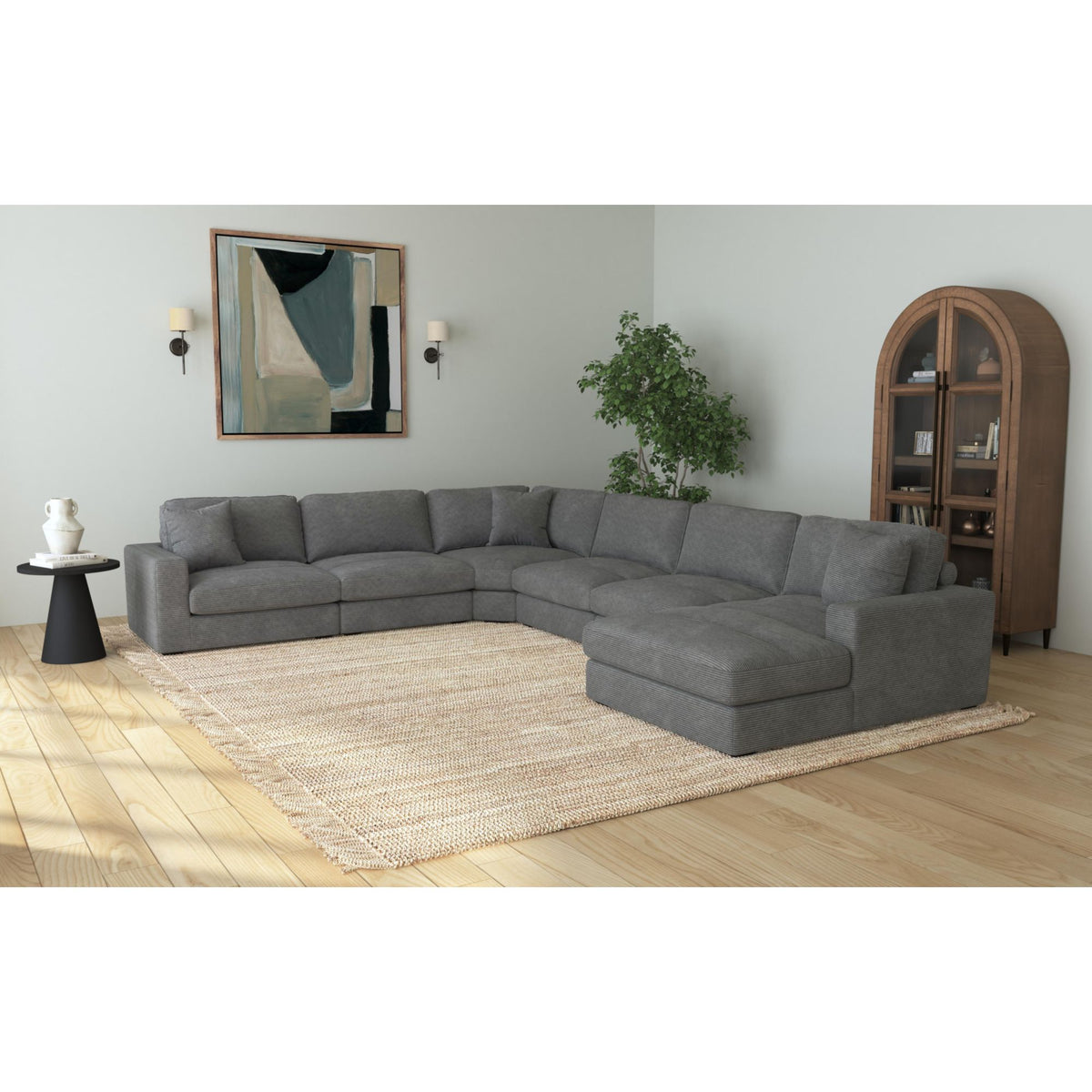 Arizona Modular Wedge with 1 pillow 20"" in Steno Charcoal