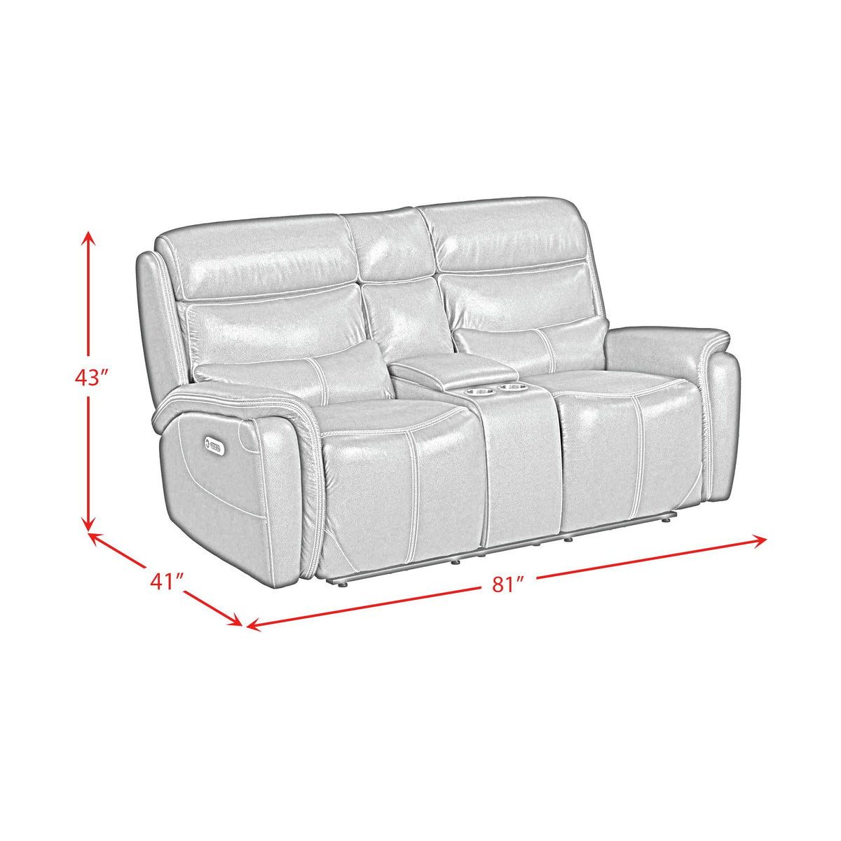Aruba Power Motion Loveseat with Power Headrest and Console in Pebble Navy