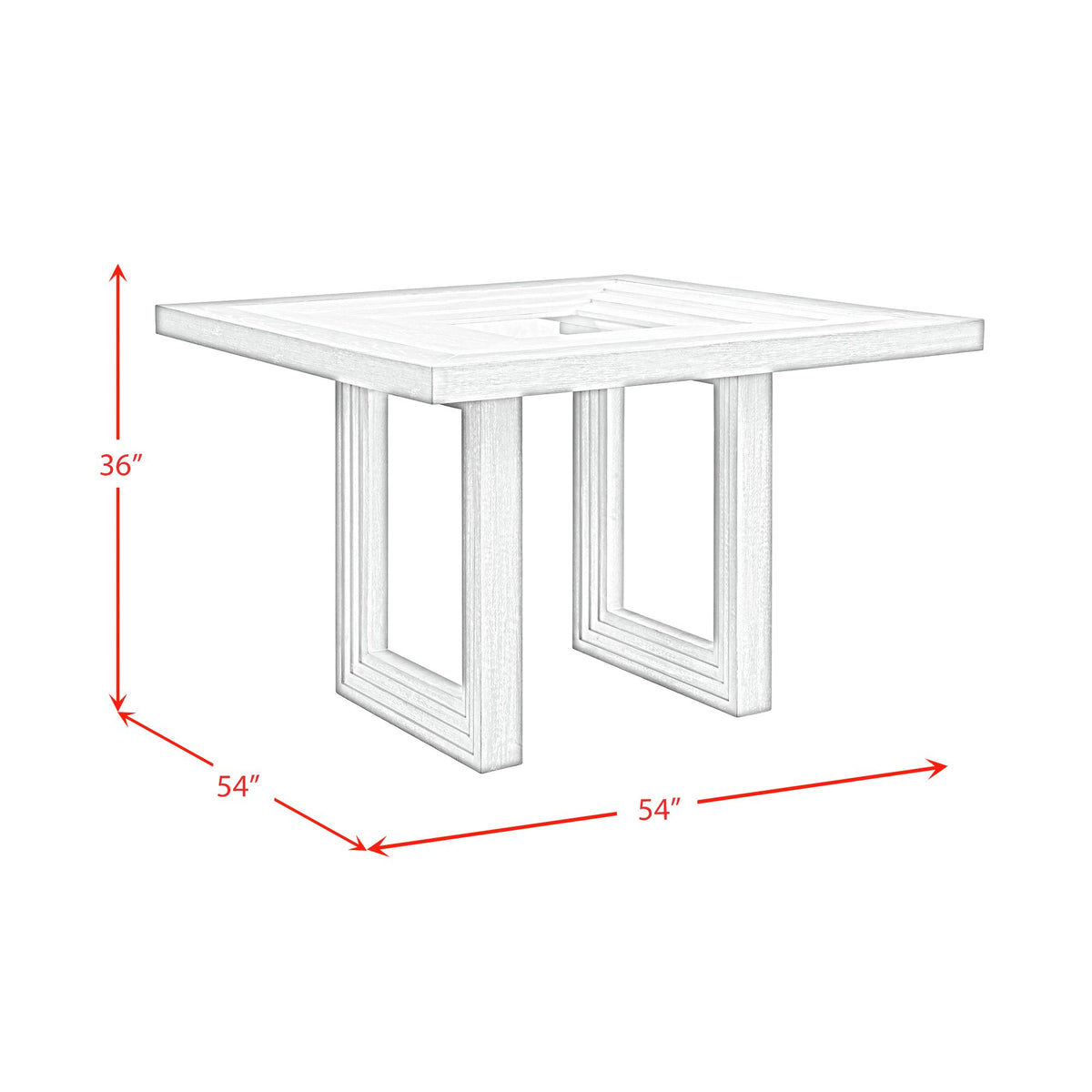Avalanche 5PC Square Counter Height Dining Set in Antique White-Table and Four Chairs