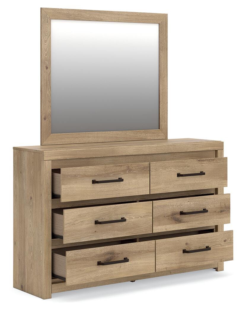 Brozmont Full Panel Platform Bed, Dresser and Mirror