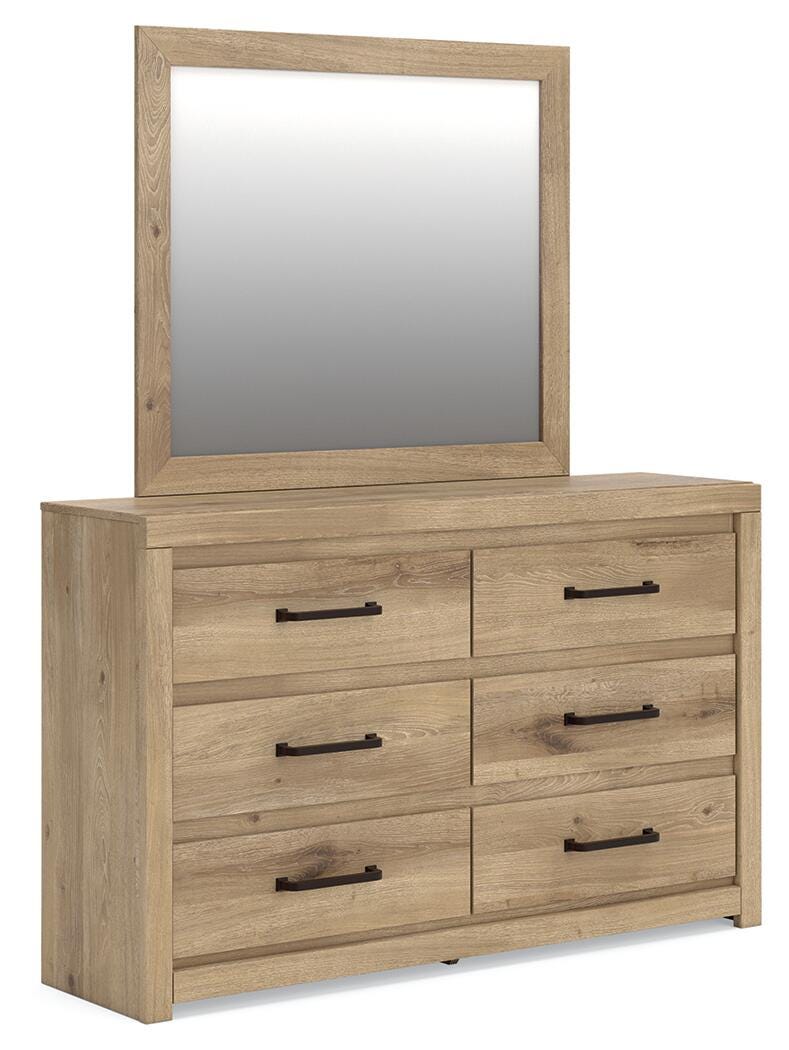 Brozmont Full Panel Platform Bed, Dresser and Mirror