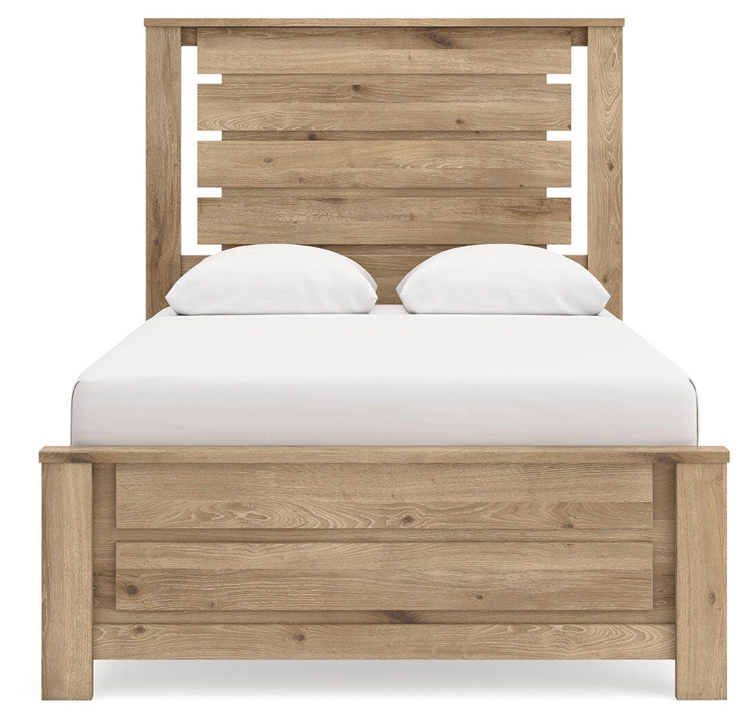 Brozmont Full Panel Platform Bed, Dresser and Mirror