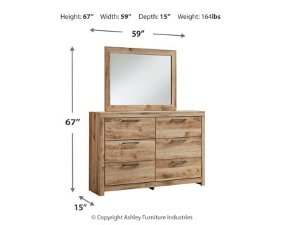 Hyanna Queen Panel Storage Bed with 1 Side Storage, Dresser and Mirror