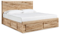 Hyanna Queen Panel Storage Bed with 1 Side Storage, Dresser and Mirror