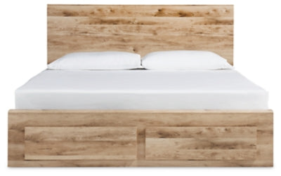 Hyanna Queen Panel Storage Bed with 1 Side Storage, Dresser and Mirror